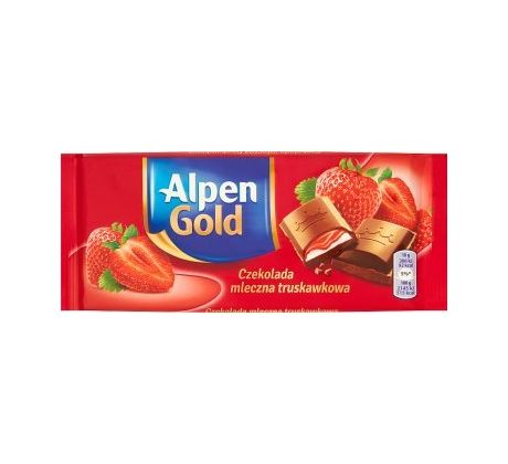 Alpen Gold Mliečna čokoláda s jahodovo-mliečnou náplňou 90g